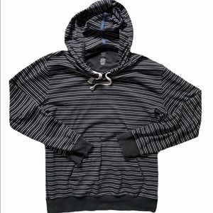 Black Saks Fifth Slim Fit Cotton Striped Hoodie